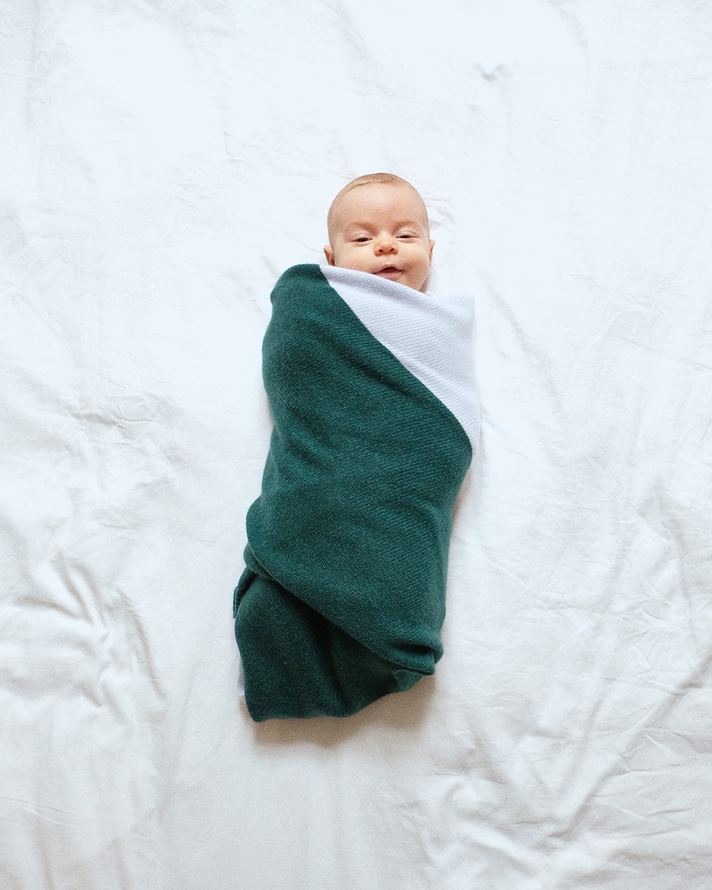 Wolke Peppi Baby Blanket - Azure and Dark Green
